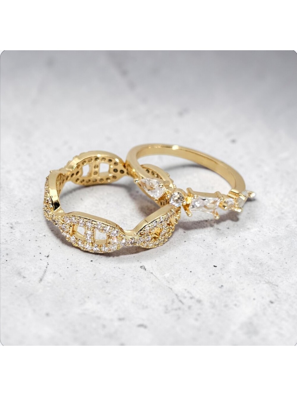 14k Gold-Plated CZ Stacking Ring Size 9 Bundle - Mariner Link – Lot Of Two